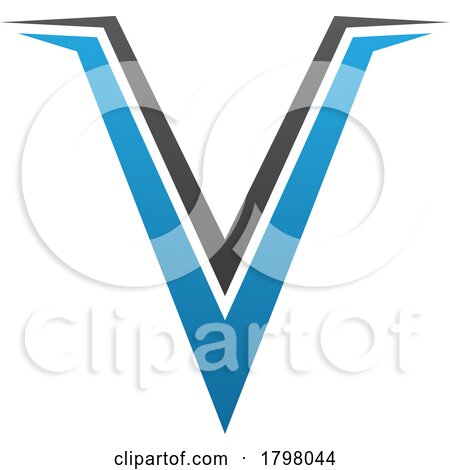 Blue and Black Spiky Shaped Letter V Icon by cidepix