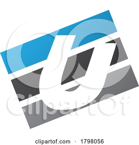 Blue and Black Rectangular Shaped Letter U Icon by cidepix