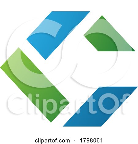 Blue and Green Square Letter C Icon Made of Rectangles by cidepix