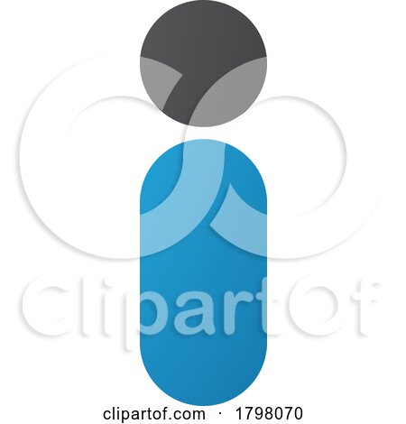 Blue and Black Abstract Round Person Shaped Letter I Icon by cidepix
