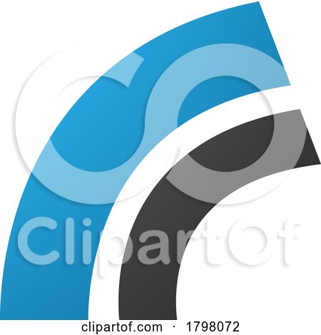 Blue and Black Arc Shaped Letter R Icon by cidepix