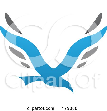 Blue and Black Bird Shaped Letter V Icon by cidepix