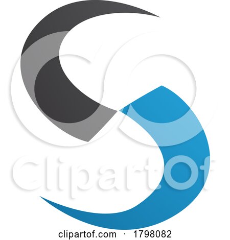 Blue and Black Blade Shaped Letter S Icon by cidepix
