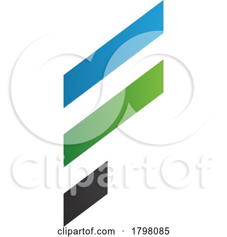 Blue and Green Letter F Icon with Diagonal Stripes by cidepix