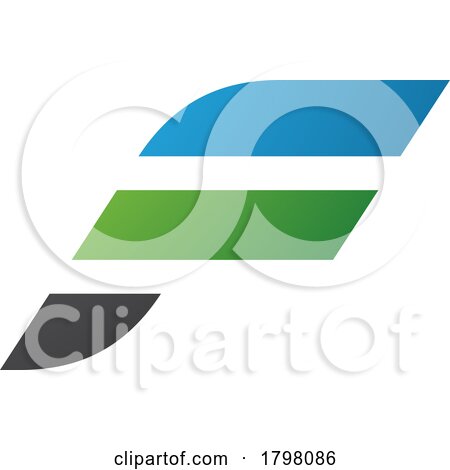 Blue and Green Letter F Icon with Horizontal Stripes by cidepix