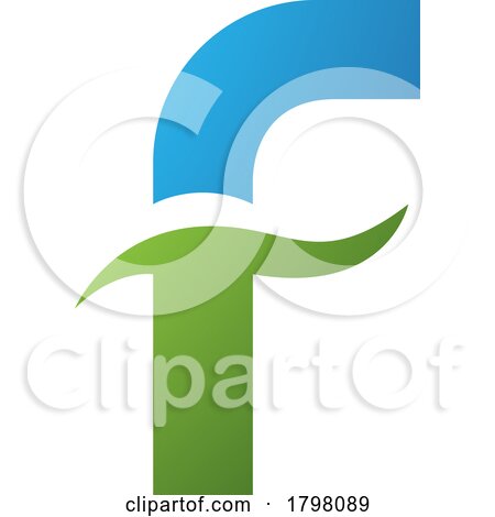 Blue and Green Letter F Icon with Spiky Waves by cidepix