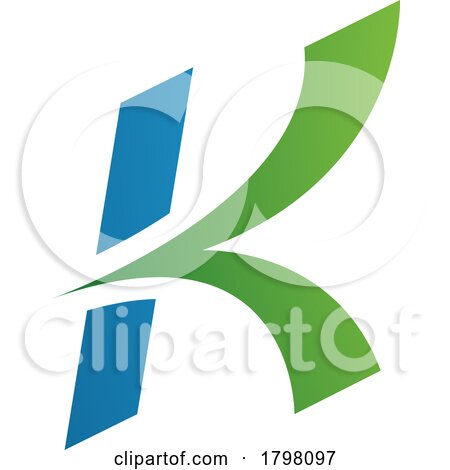 Blue and Green Italic Arrow Shaped Letter K Icon by cidepix