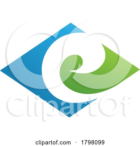 Blue and Green Horizontal Diamond Shaped Letter E Icon by cidepix
