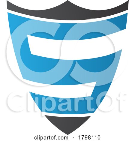 Blue and Black Shield Shaped Letter S Icon by cidepix