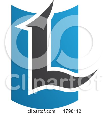 Blue and Black Shield Shaped Letter L Icon by cidepix