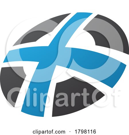 Blue and Black Round Shaped Letter X Icon by cidepix