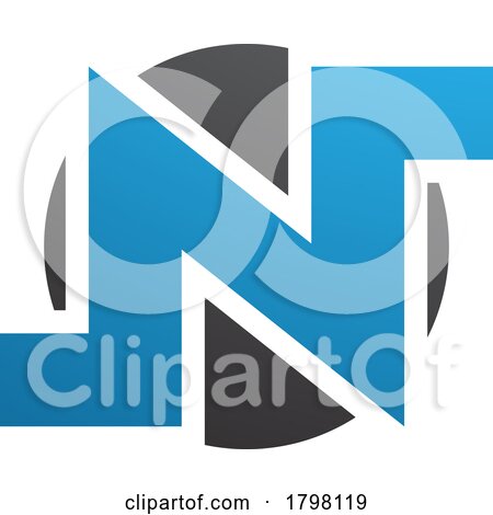 Blue and Black Round Bold Letter N Icon by cidepix