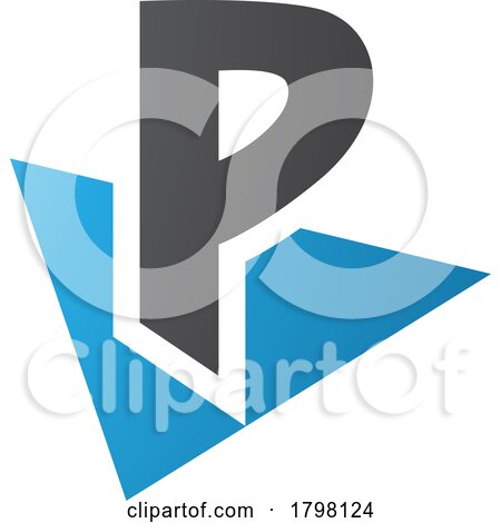Blue and Black Letter P Icon with a Triangle by cidepix
