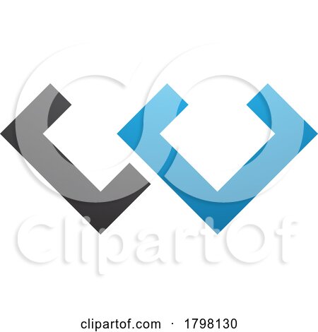 Blue and Black Cornered Shaped Letter W Icon by cidepix