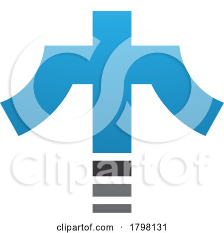 Blue and Black Cross Shaped Letter T Icon by cidepix