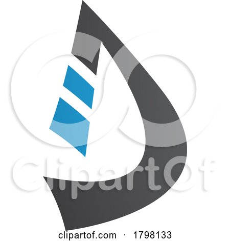 Blue and Black Curved Strip Shaped Letter D Icon by cidepix
