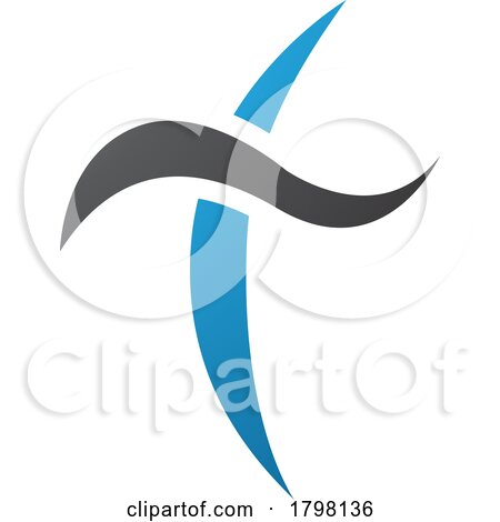 Blue and Black Curvy Sword Shaped Letter T Icon by cidepix
