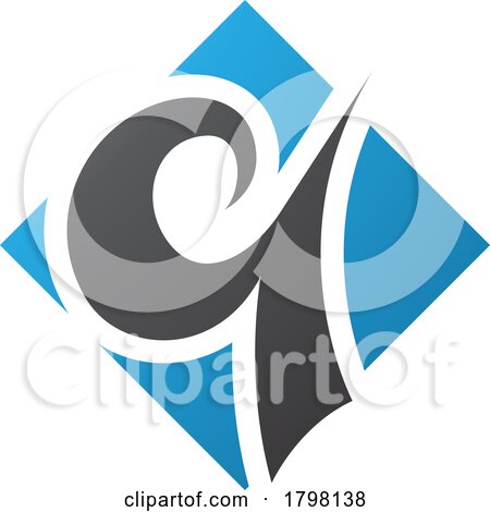 Blue and Black Diamond Shaped Letter Q Icon by cidepix
