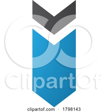 Blue and Black down Facing Arrow Shaped Letter I Icon by cidepix