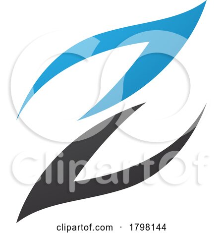 Blue and Black Fire Shaped Letter Z Icon by cidepix