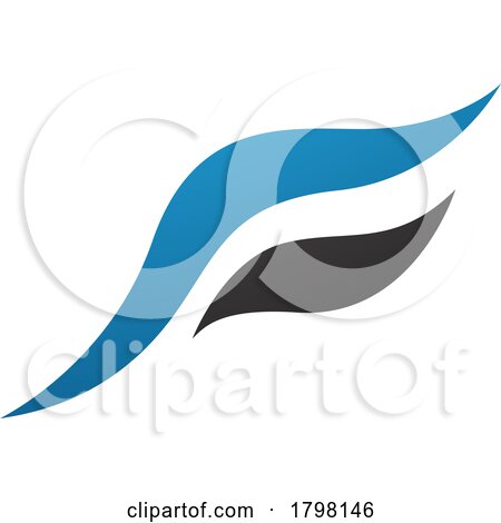 Blue and Black Flying Bird Shaped Letter F Icon by cidepix