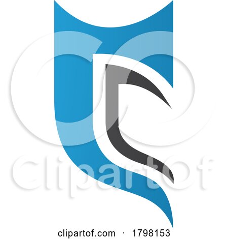 Blue and Black Half Shield Shaped Letter C Icon by cidepix