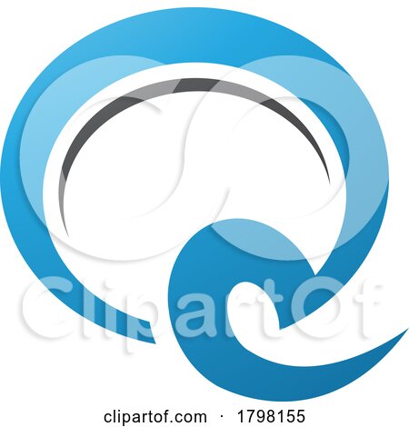 Blue and Black Hook Shaped Letter Q Icon by cidepix