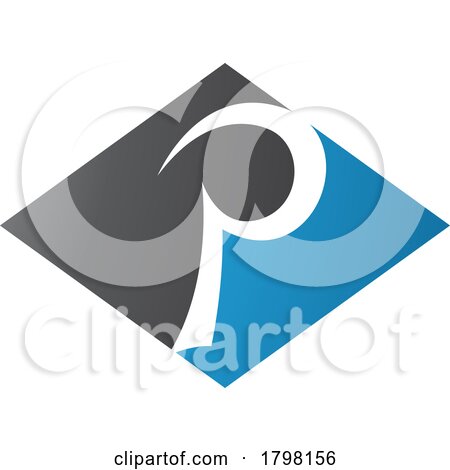 Blue and Black Horizontal Diamond Letter P Icon by cidepix