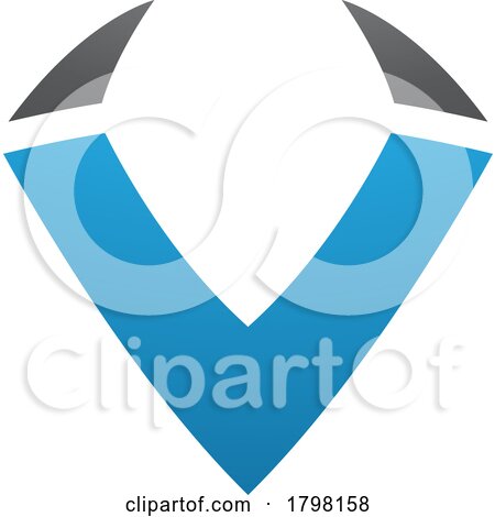 Blue and Black Horn Shaped Letter V Icon by cidepix