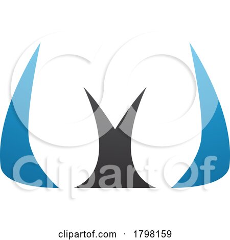 Blue and Black Horn Shaped Letter W Icon by cidepix