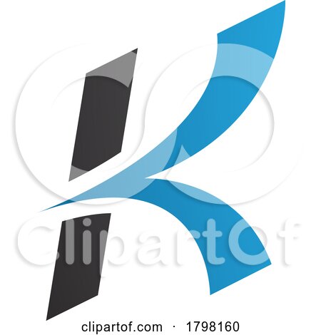 Blue and Black Italic Arrow Shaped Letter K Icon by cidepix