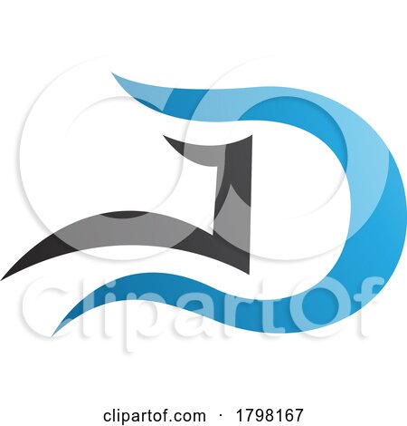 Blue and Black Letter D Icon with Wavy Curves by cidepix