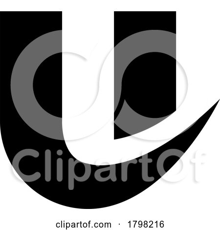 Black Bold Curvy Shaped Letter U Icon by cidepix