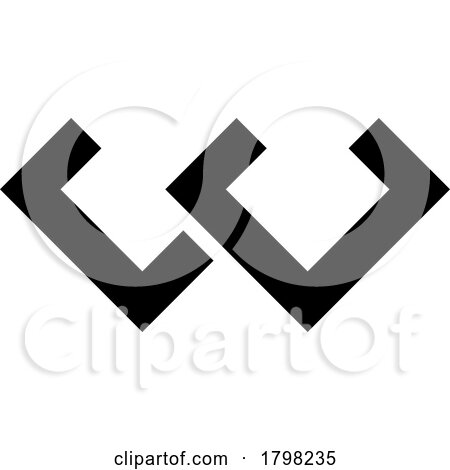 Black Cornered Shaped Letter W Icon by cidepix