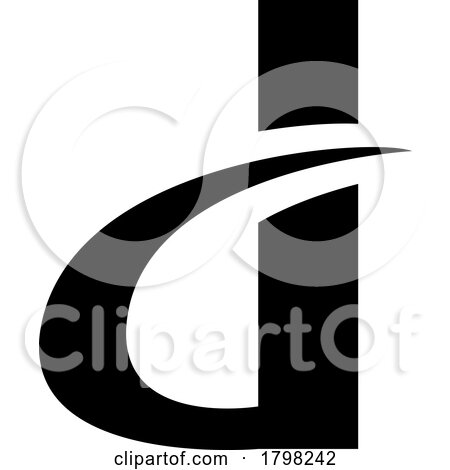 Black Curvy Pointed Letter D Icon by cidepix