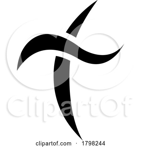 Black Curvy Sword Shaped Letter T Icon by cidepix