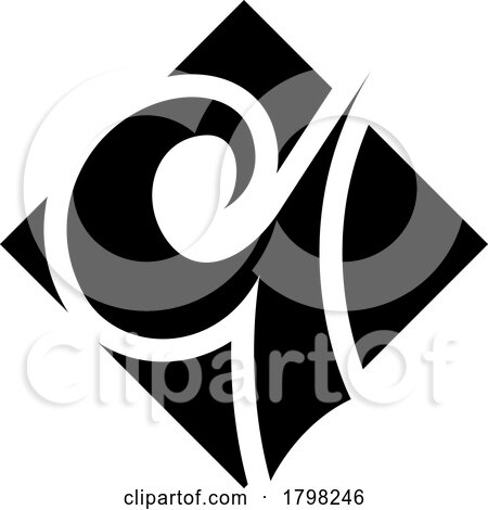 Black Diamond Shaped Letter Q Icon by cidepix