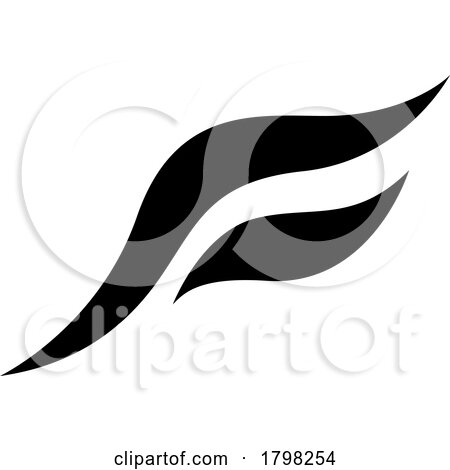 Black Flying Bird Shaped Letter F Icon by cidepix