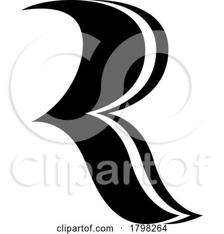 Black Wavy Shaped Letter R Icon by cidepix