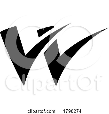 Black Tick Shaped Letter W Icon by cidepix