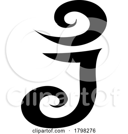 Black Swirl Shaped Letter J Icon by cidepix