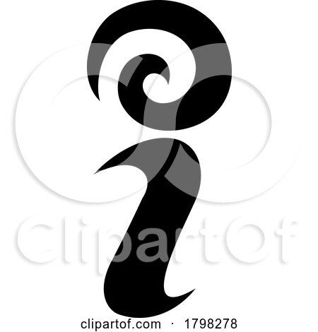 Black Swirly Letter I Icon by cidepix