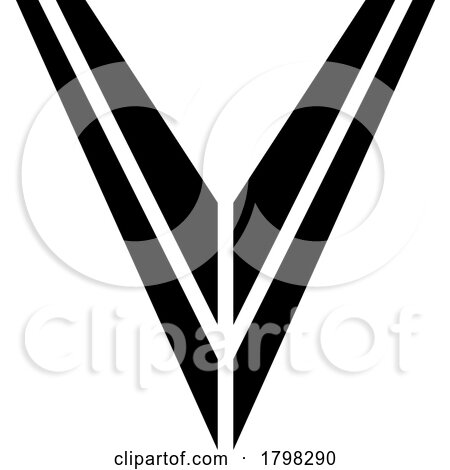 Black Striped Shaped Letter V Icon by cidepix