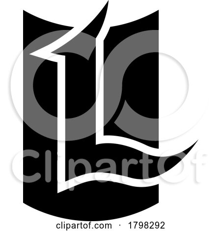 Black Shield Shaped Letter L Icon by cidepix