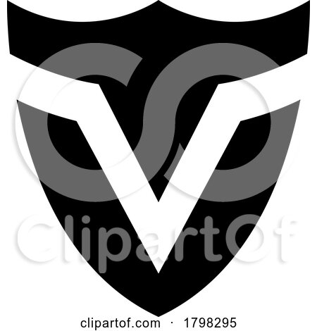 Black Shield Shaped Letter V Icon by cidepix