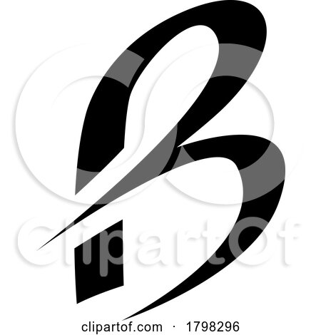 Black Slim Letter B Icon with Pointed Tips by cidepix