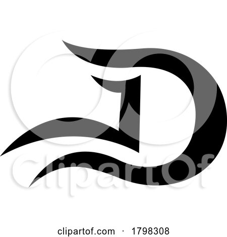 Black Letter D Icon with Wavy Curves by cidepix