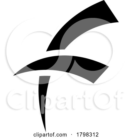 Black Letter F Icon with Round Spiky Lines by cidepix