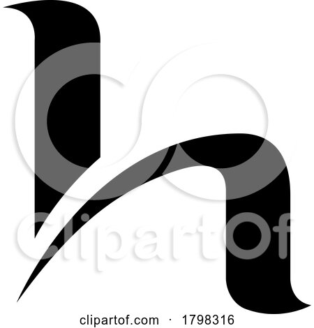 Black Letter H Icon with Round Spiky Lines by cidepix