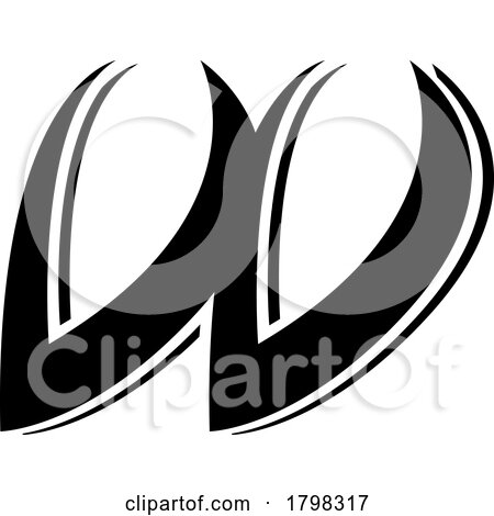 Black Spiky Italic Shaped Letter W Icon by cidepix